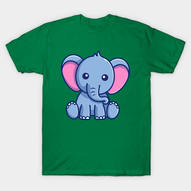 Cute Elephant Sitting Cartoon T-Shirt by Catalyst Labs